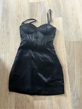 Maniere De Voir | Dresses | Nwt Manire De Voir Black Mini Faux Leather Trim  Dress Us 2 Xs | Poshmark